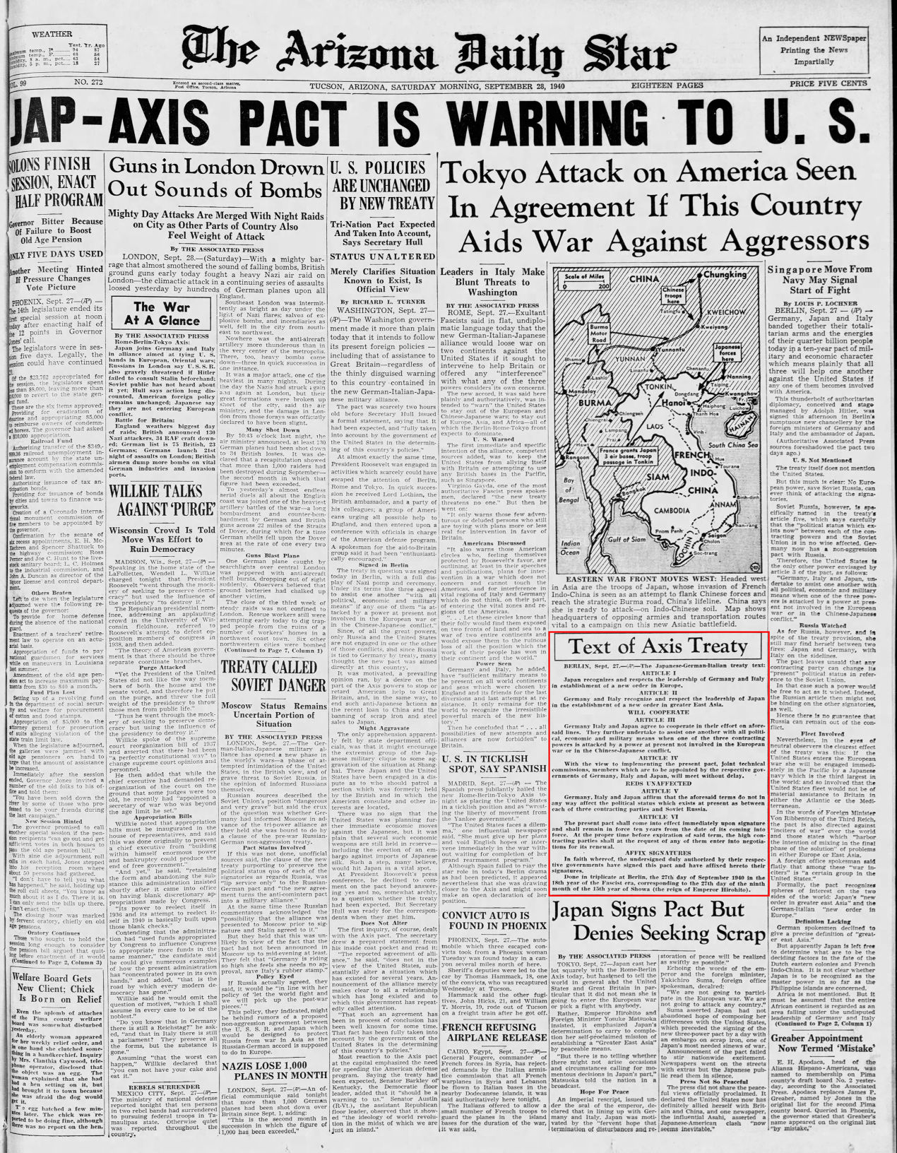 Sept. 28, 1940: Axis powers sign Tripartite Pact